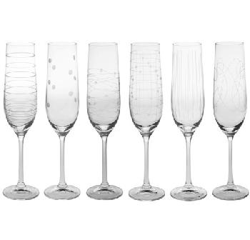 Flutes 6 different patterns - Flutes gravees 19cl (6pcs)